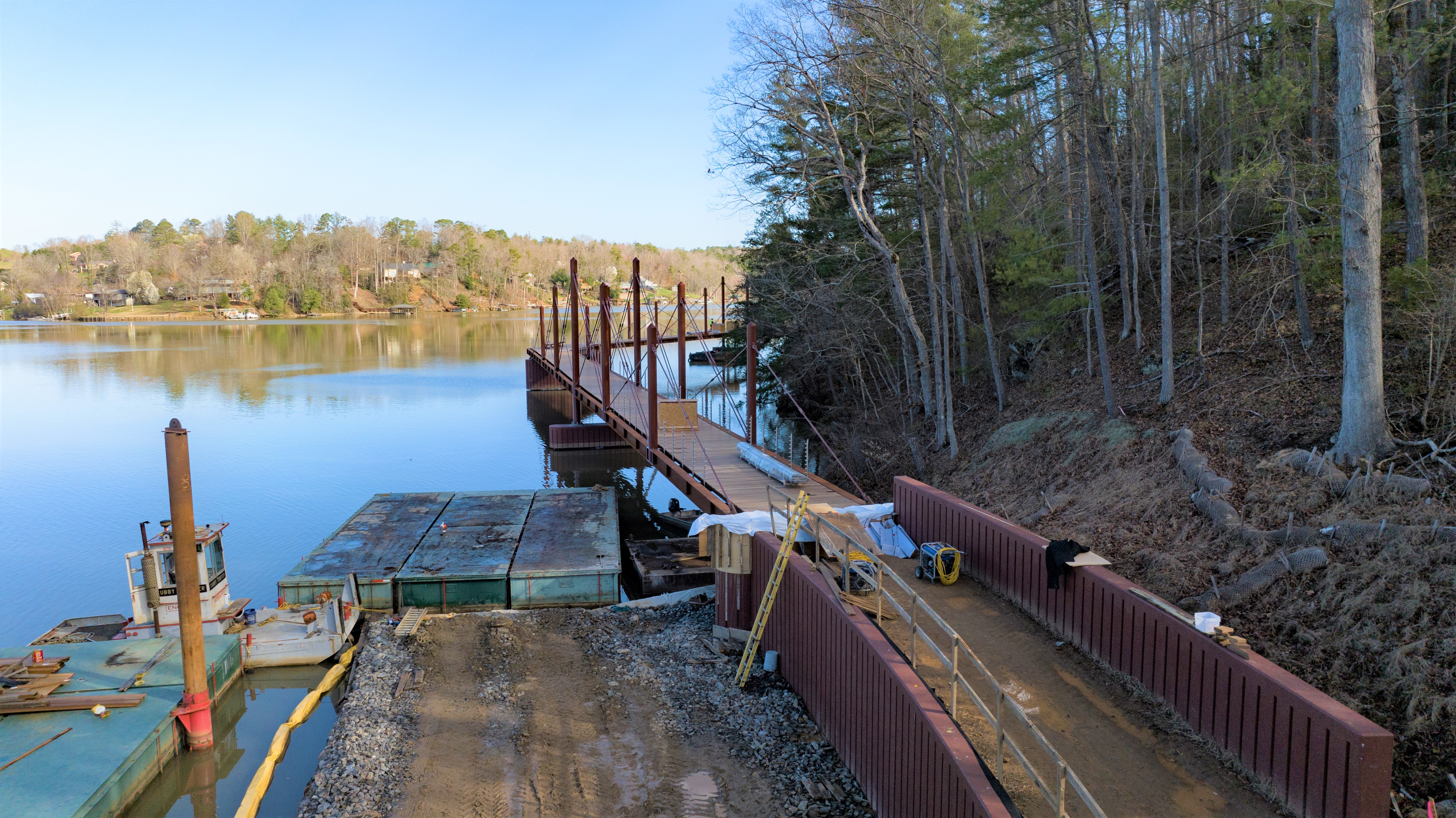 Connection to Riverwalk overwater bridge under construction
