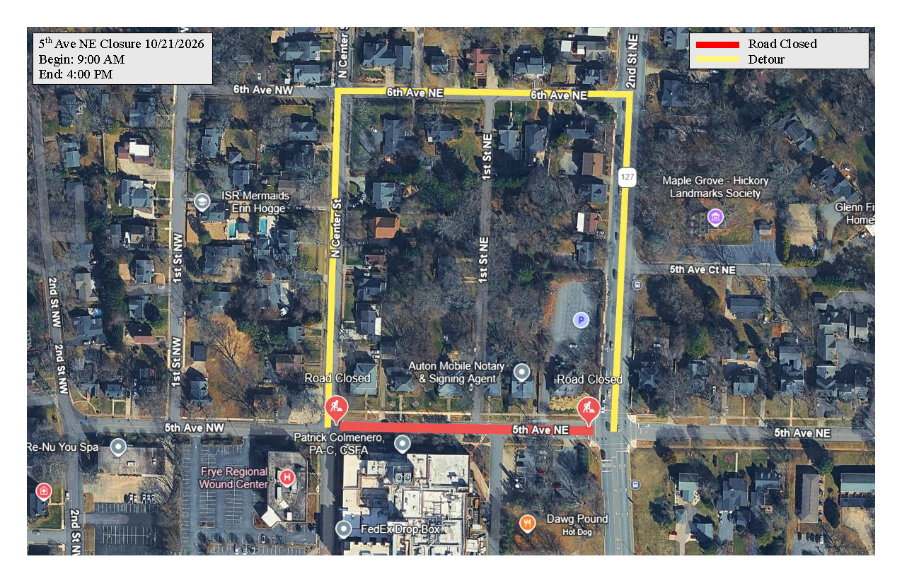 5th Avenue NE closure and detour map