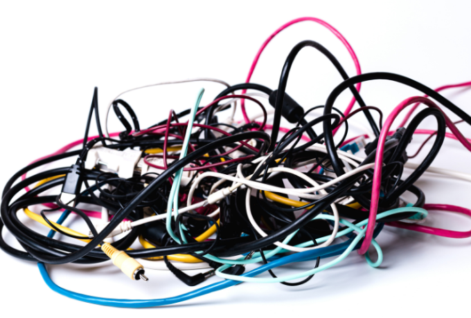 tangled cords