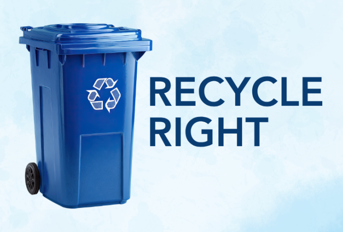 Recycling blue rollout with text Recycle Right