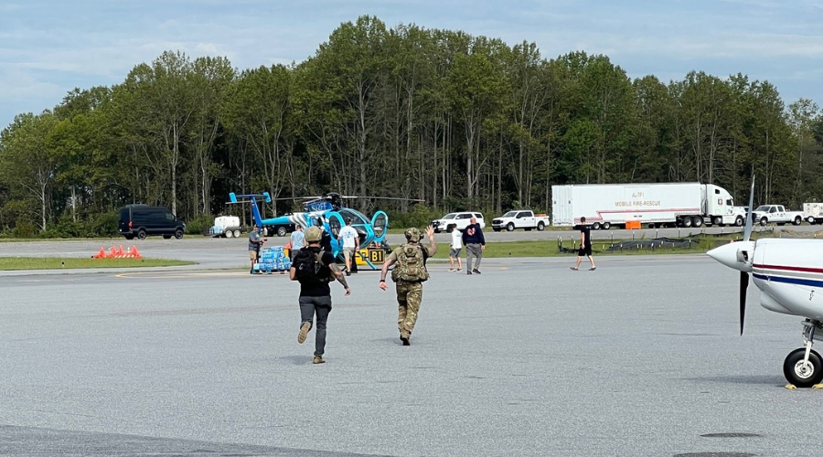 Helene emergency response operations at Hickory airport