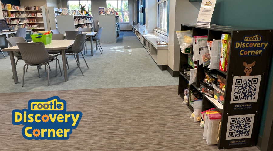 Rootle Discover Corner in the Kids section at Ridgeview Branch Library